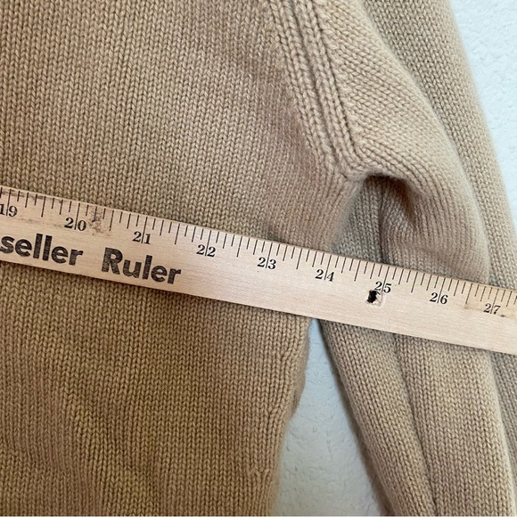 Vince 100% Cashmere Lace Up Crewneck Sweater Camel Oversized size S - Picture 11 of 11